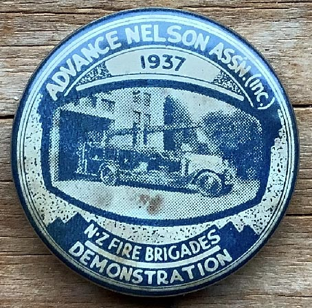 1937 Nelson New Zealand Fire Brigade badge pin